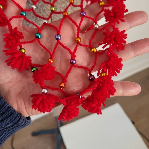 2 piece handmade red crochet swimsuit cover-up - Picture 7 of 11